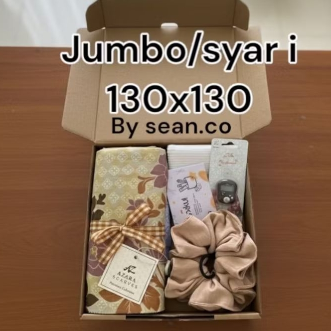 Hampers Hijab motif Jumbo/syari 130x130 hari guru hari ibu wedding birtday hadiah guru teman wanita 