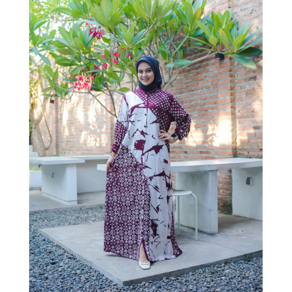 DRES batik twill original pekalongan SABA MODEL KLOK A Elegan Gamis lebaran Gamis santai Adem Terbar