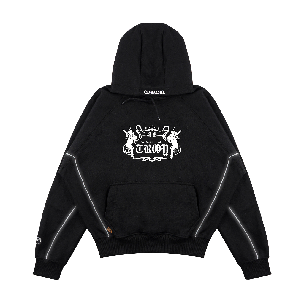 Troy Company Boxy Hoodie Starlight Black Flui Ange - Hoodie Boxy Reflective Hitam BSH 3407