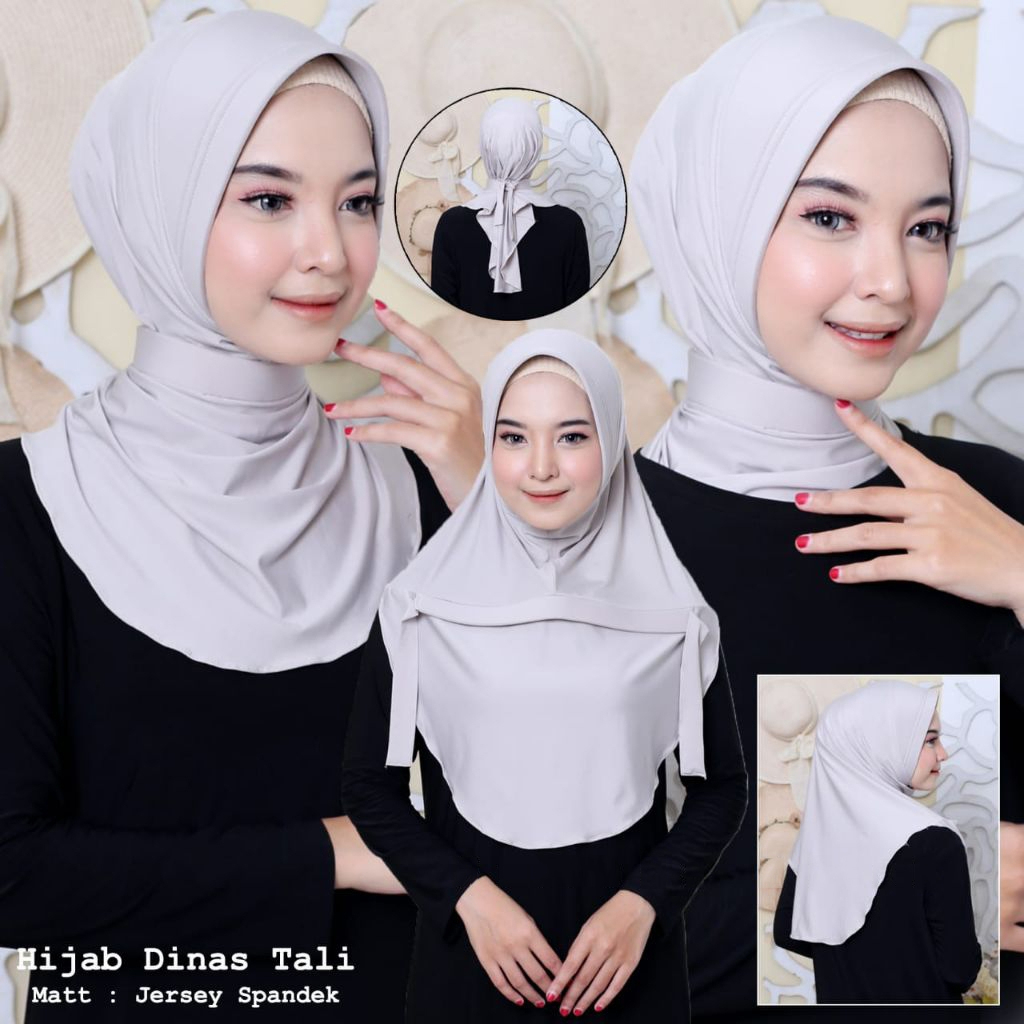 JILBAB DINAS ANTI TEMBEM SPANDEK SUTRA PREMIUM HIJAB INSTAN PAD TALI BELAKANG KEKINIAN KERUDUNG KERJ