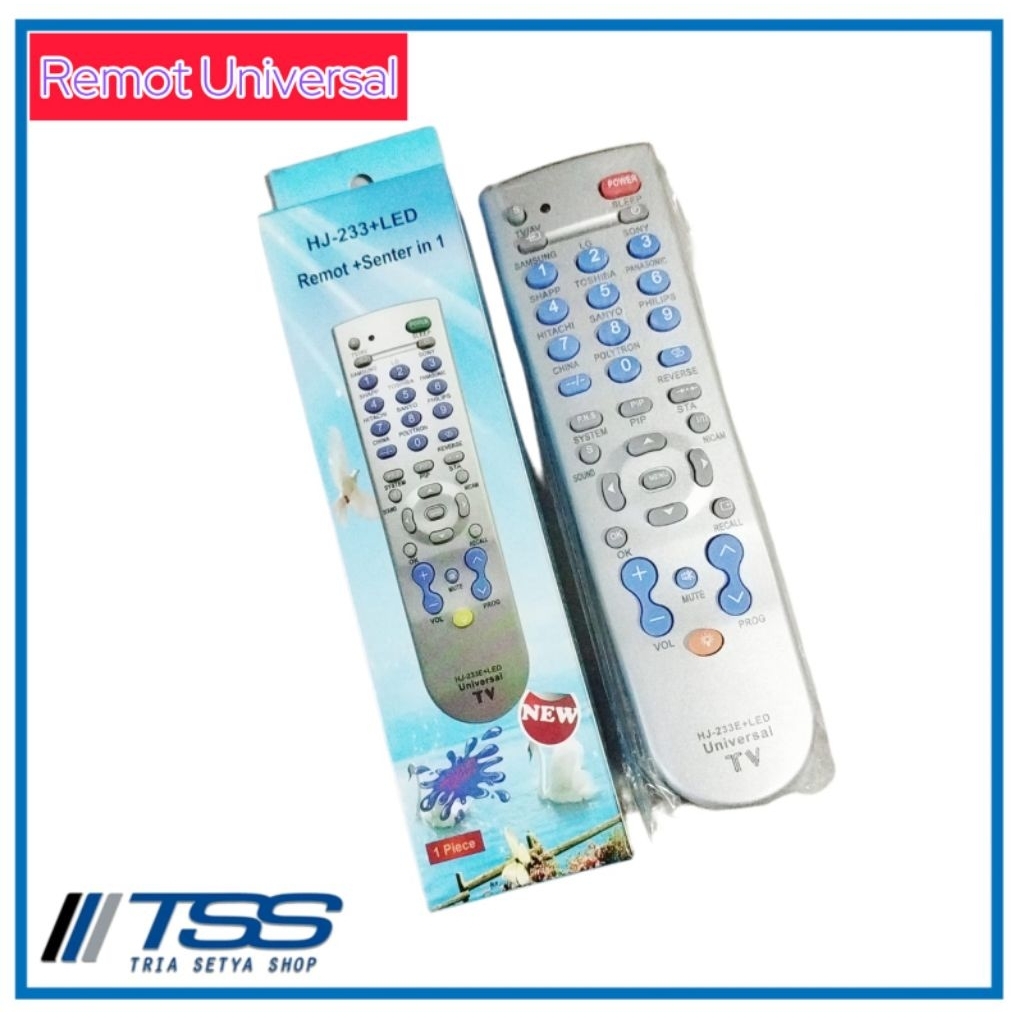 Remot Remote Tv CRT LCD LED Multi Universal Merek HJ 133E + Led Senter COD