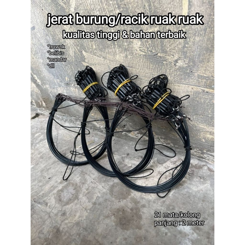 racik ruak ruak 2 meter 21 mata/kolong jerat burung belibis mandar truwok