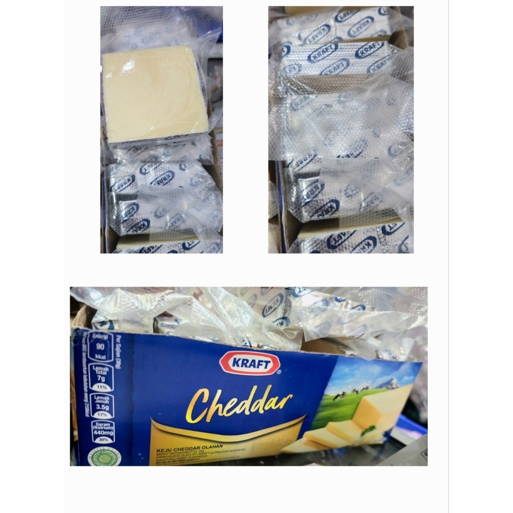kraft keju cheddar reguler repack 200gram potongan kemasan vakum kedap udara anti rusak anti jamur k