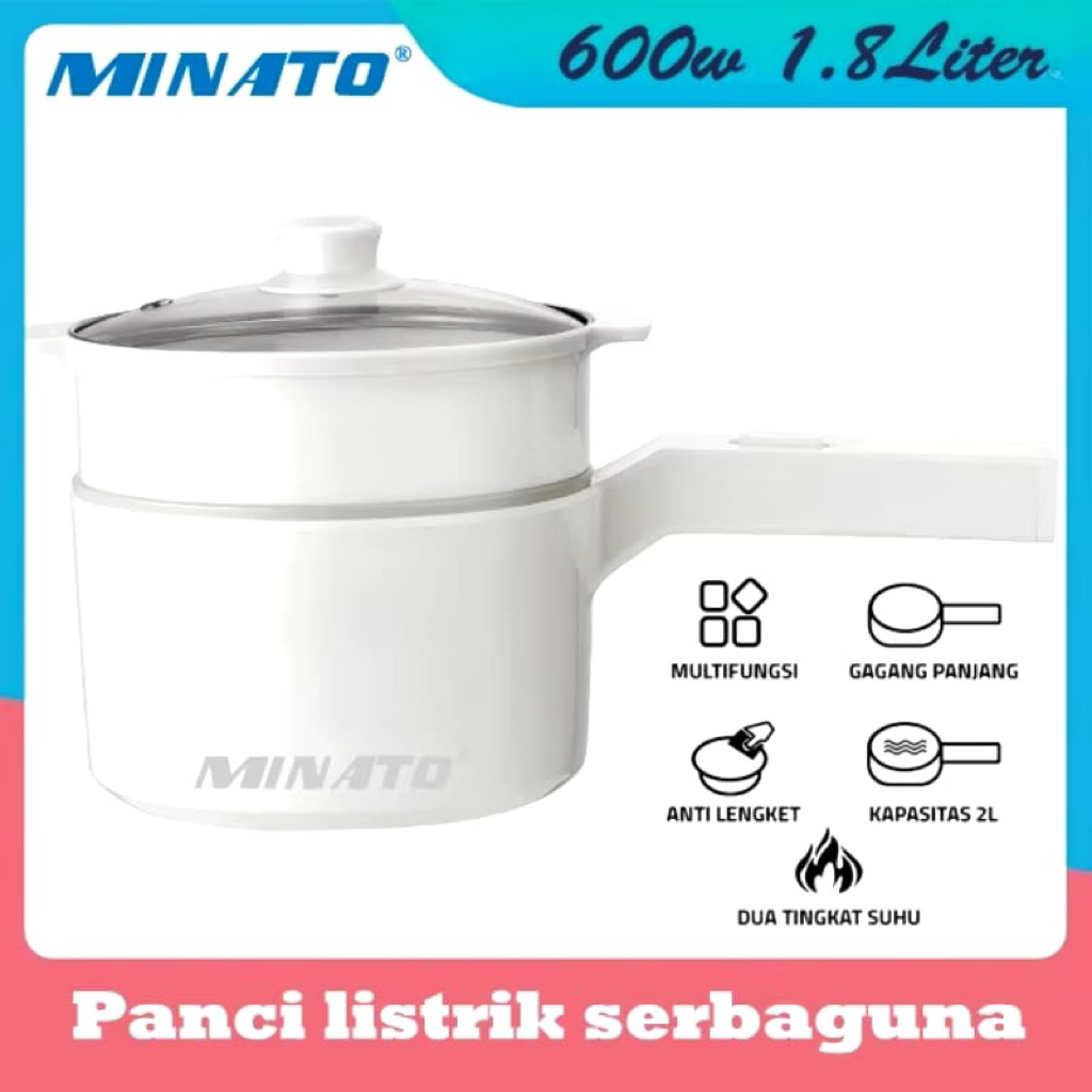 Panci Listrik Fry Pan Elektrik 2in1 Minato M-P600 / Panci listrik serbaguna MINATO M-P600 / Fry pan 