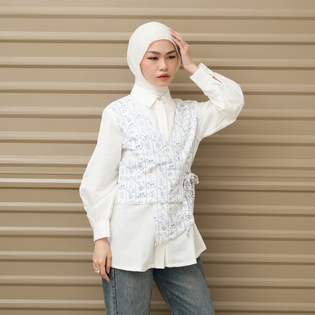 TUNIQUE | Sea Blouse | Noelle Series | Blouse Bahan Linen | Blouse Asymetris | Blouse Kerja