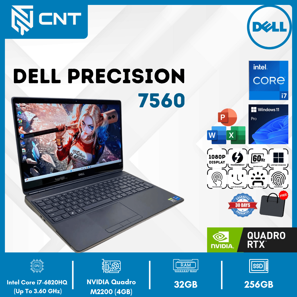 Laptop Dell 7560 Core i7-11800H NVIDIA RTX A2000 (32/1TB) Touchscreen Workstation