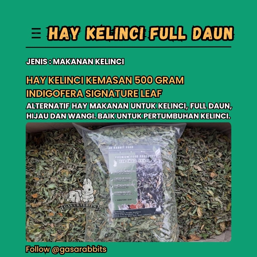 HAY KELINCI 500 GRAM - HAY MAKANAN KELINCI - MAKANAN KELINCI - RUMPUT HAY KELINCI - RUMPUT HAY 500 G