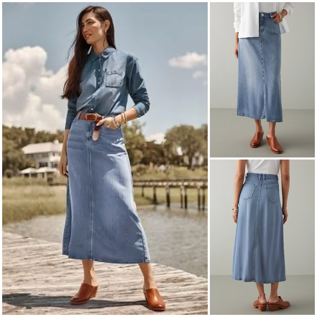 Rok J.Jill High Waisted Denim Skirt