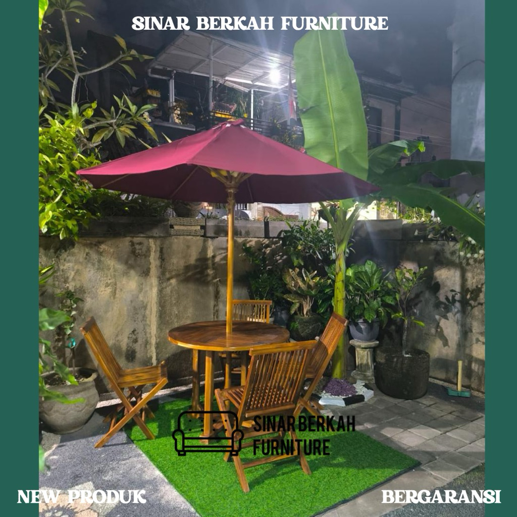 PRODUK ANDALAN SET MEJA PAYUNG TAMAN, meja kursi payung teras, meja kursi payung