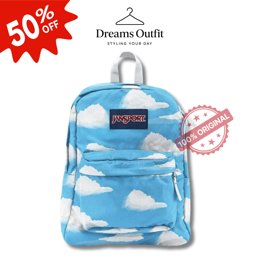 Jansport Superbreak Tas Ransel Pria Wanita Motif Awan Full Tag Terlaris Tas Kasual Multifungsi