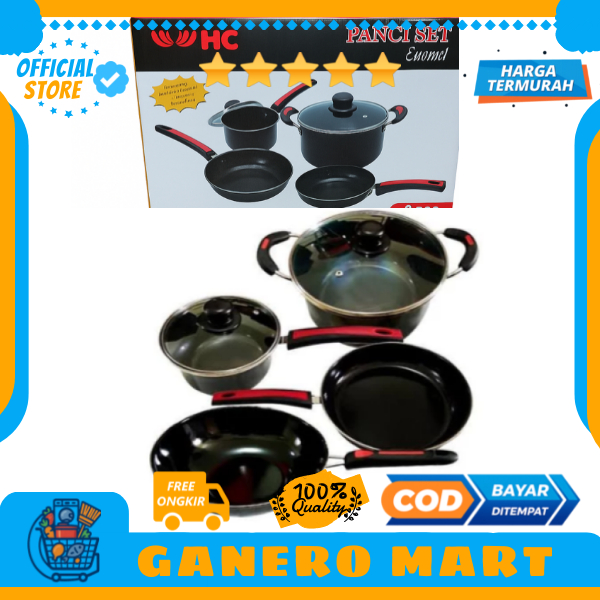HC Panci Set EnameL HC ISI 6 PCS Panci Serbaguna Set Panci Set dengan Kualitas Terbaik