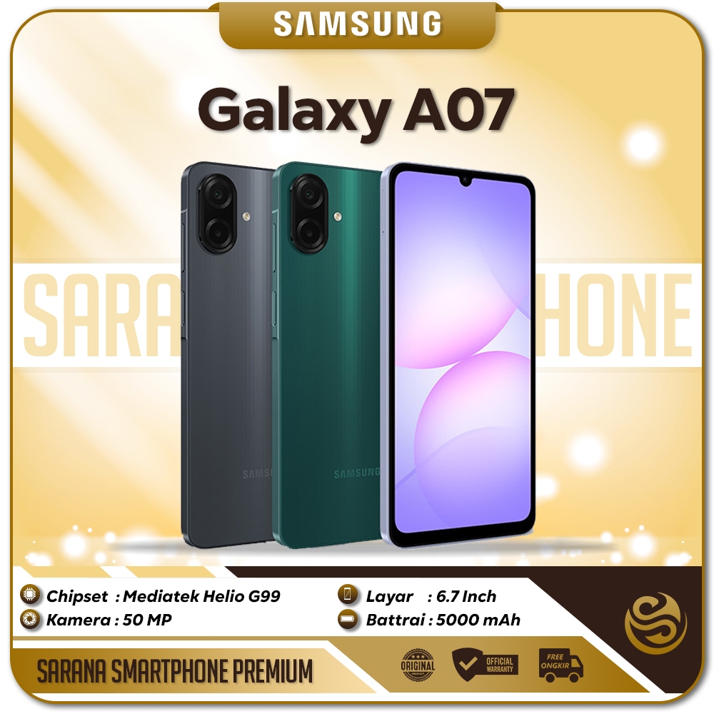 Samsung Galaxy A07 Mediatek Helio G99 5000mAh Fast Charging 25W Garansi Resmi HP satu jutaan