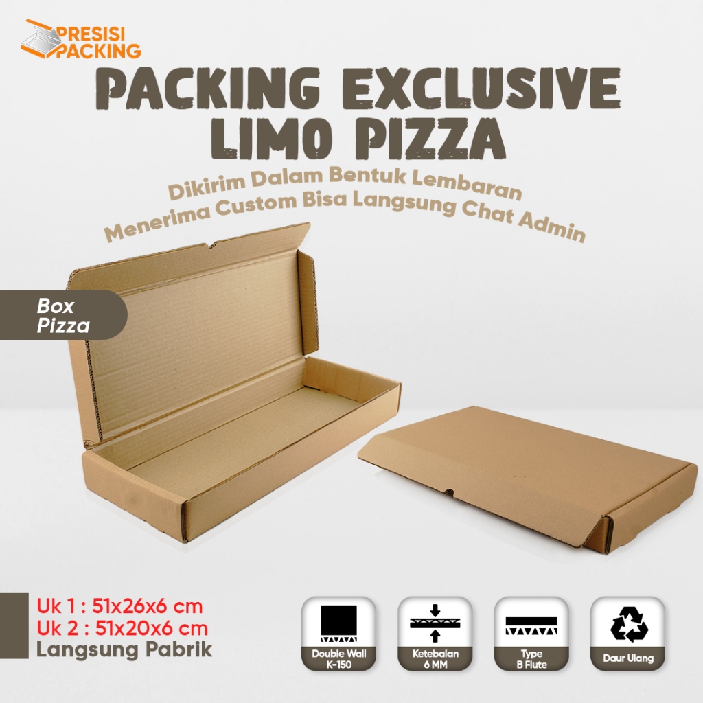 Box Model Pizza Limo Cardboard / Box / Karton / Polos / Kemasan / Packing / Kotak / Kardus