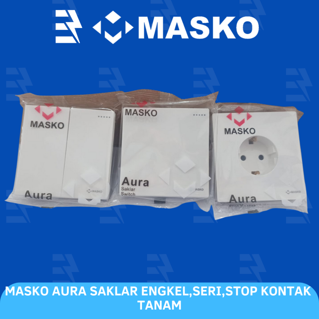Masko Saklar Lebar Aura Putih Engkel Seri Stop Kontak Tanam Tembok