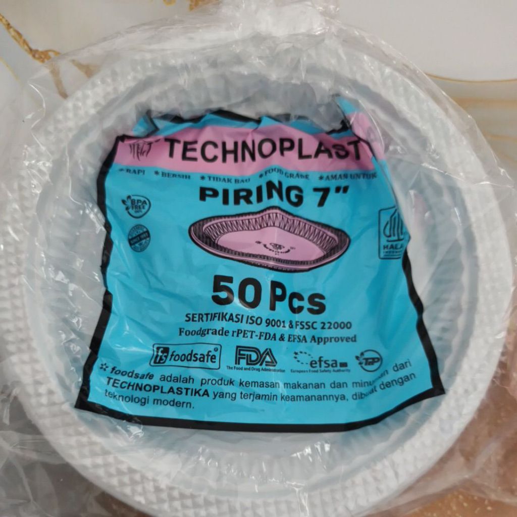 Piring Plastik Sedang P7 isi 50 pcs-Piring makan-piring Plastik Kue