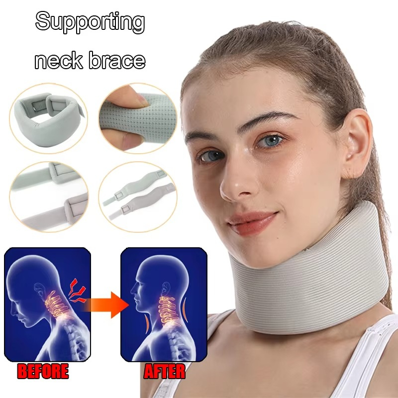 Penahan Penyangga Tulang Leher Ergonomic Neck Collar Cervical Support Brace Collar Perbaikan Postur Penegak Tubuh Buruk Recovery Rubah Kebiasaan Nunduk Dongak Leher syaraf kejepit Tulang Belakang Supporting Neck Brace Bantal Kerja Komputer Smartphone