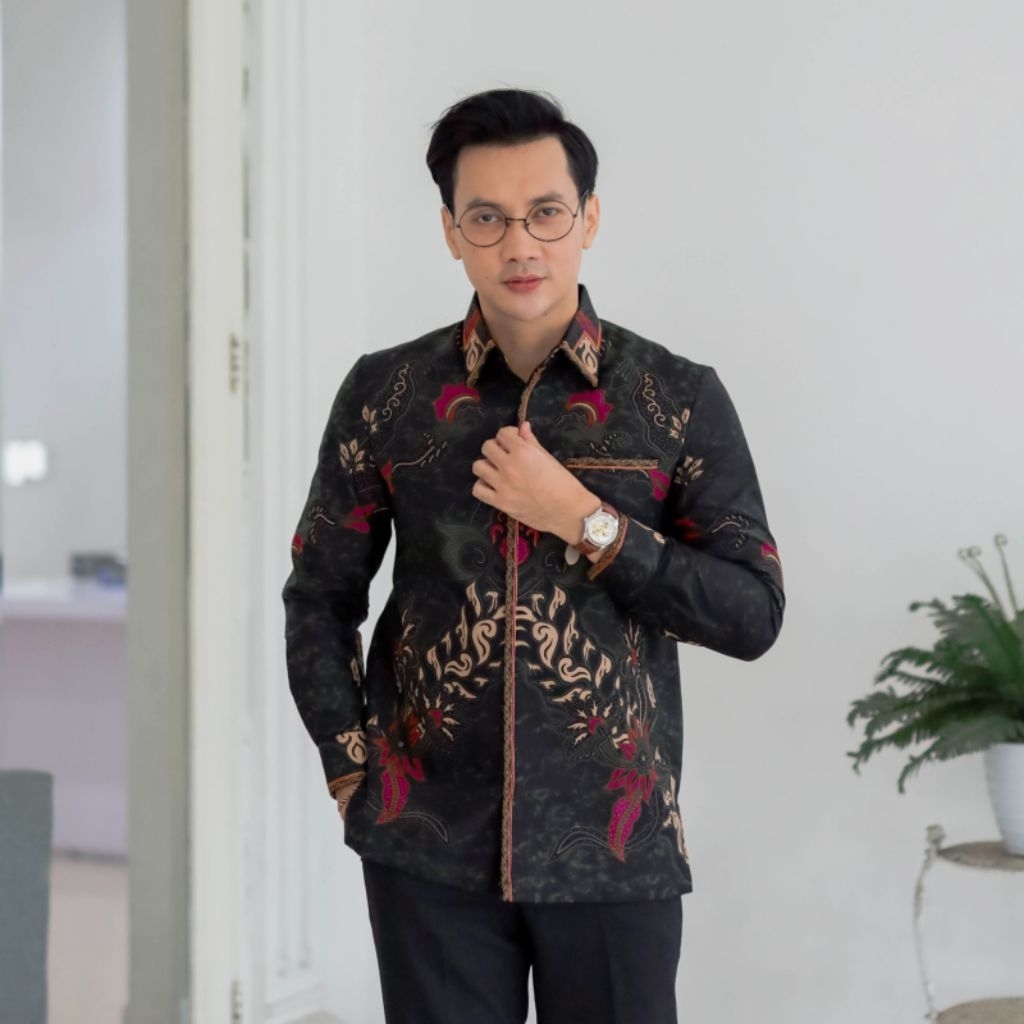 Kemeja Batik Pria Hem Smock Bordir A804 Baju Reguler Fit Perabu.id