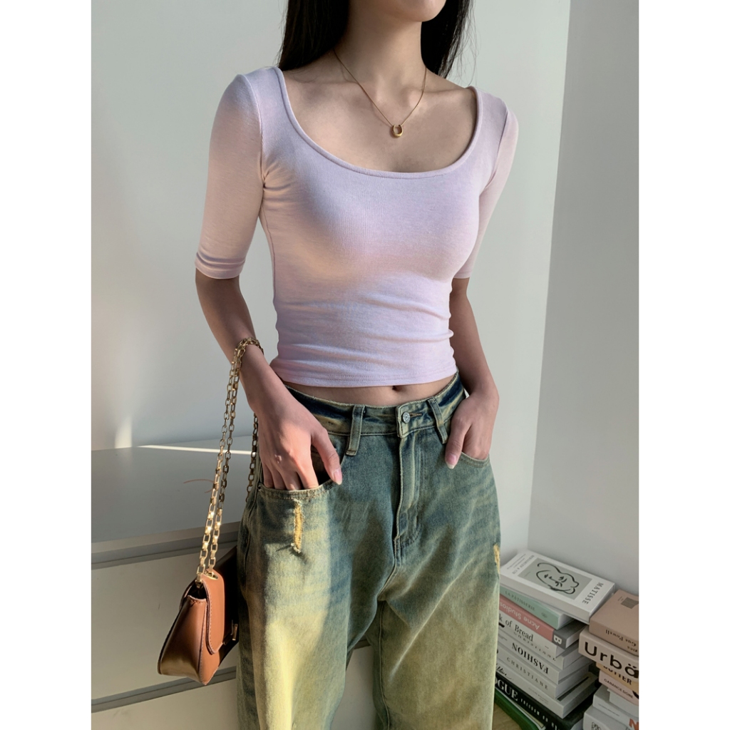 Baju Wanita Lengan Tengah | Atasan Cewek Sexy & Menggoda Model Keras, Cocok Untuk Acara Santai