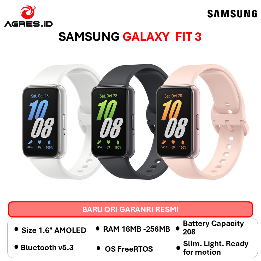 SAMSUNG GALAXY FIT 3 SMARTWATCH GARANSI RESMI SEIN PINK SILVER GREY