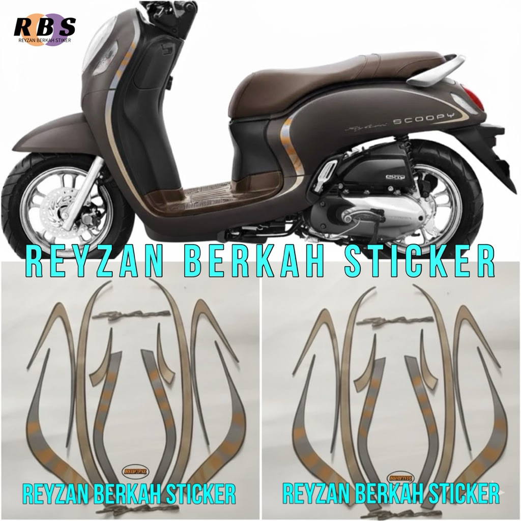 STIKER STRIPING LIS LES BODY HONDA SCOOPY FI NEW STYLISH 2020 2021 BROWN