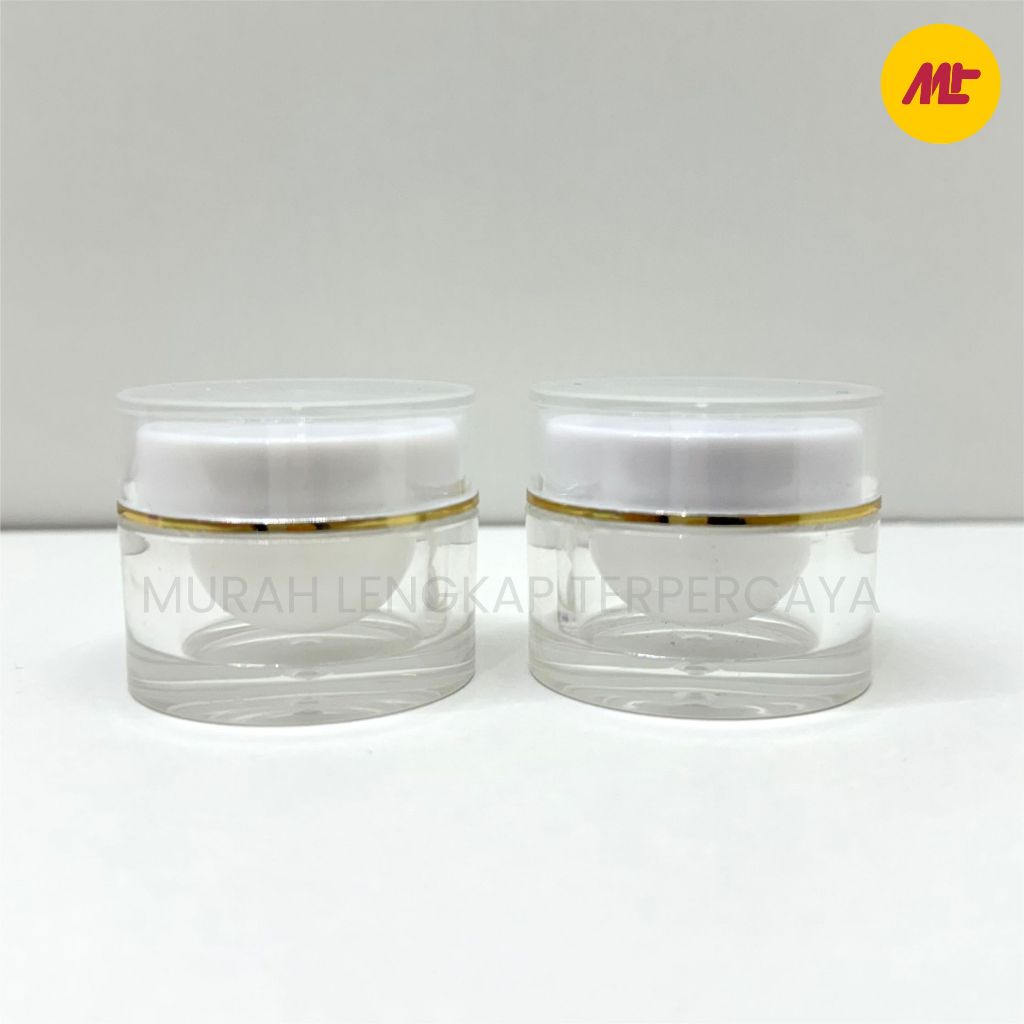 POT CREAM ACRYLIC 10 GRAM JAR KRIM PUTIH BENING TRANSPARAN LIST GOLD POTCREAM 10GR