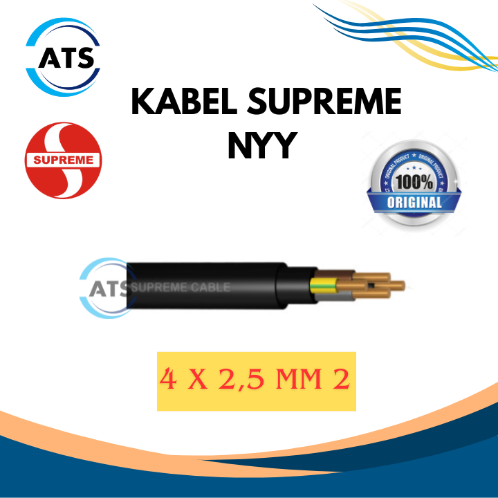 SUPREME Kabel NYY  4 X 2,5 mm 2 / KABEL LISTRIK SUPREME /KABEL KAWAT HITAM