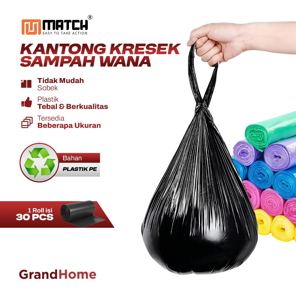 Kantong Kresek Roll Warna-warni 40x50 cm Isi 30 psc / Roll – Praktis & Ekonomis 3037