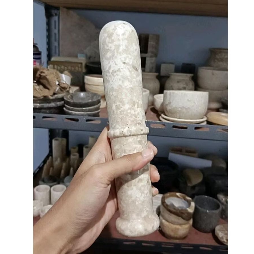 Mortar Alu Penumbuk Batu Marmer Marble Stone Mortar
