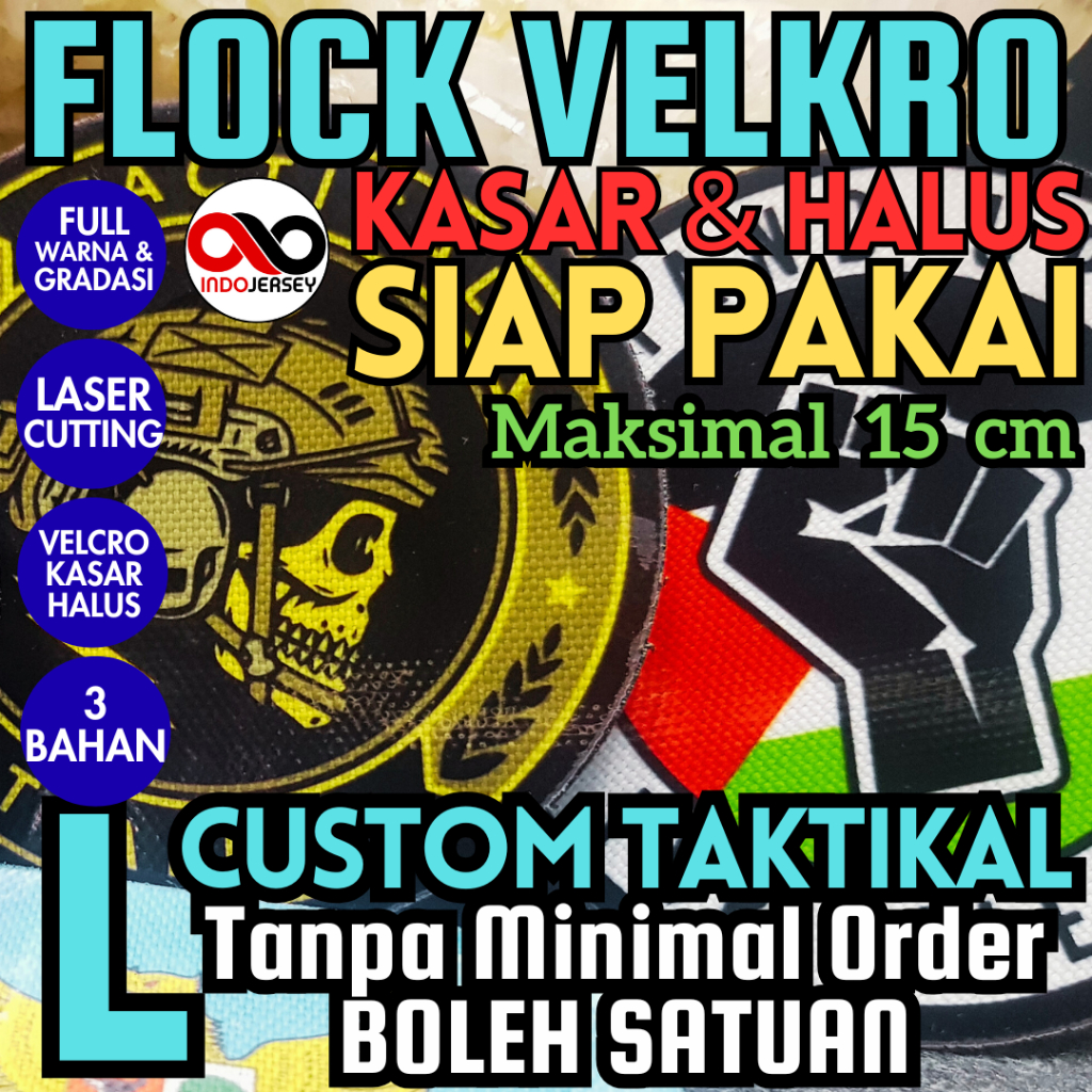 Patch Emblem Custom Logo VELCRO VELKRO Large Besar 15 cm Prepet Taktikal Tactical (alternatif Bordir