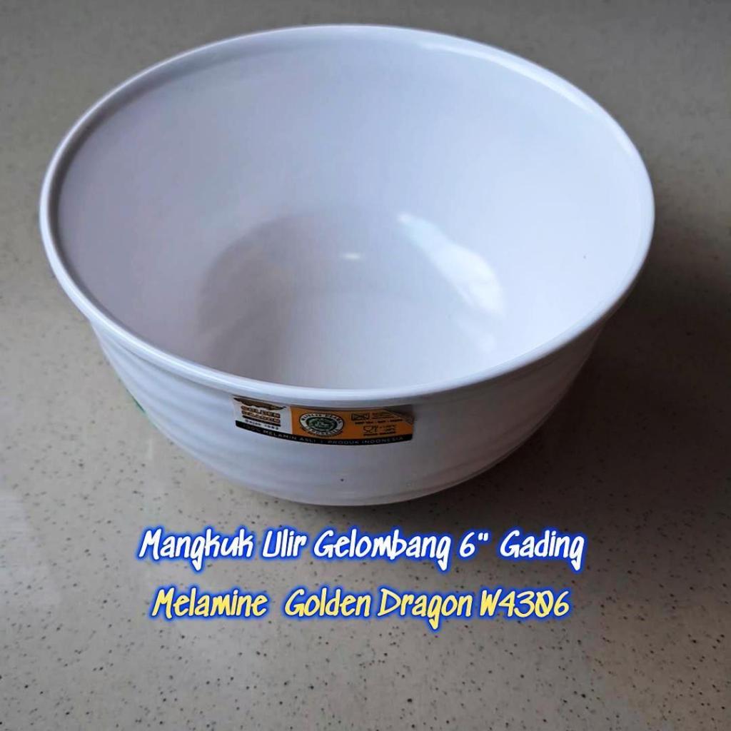 Mangkuk Ulir Gelombang 6" Gading Melamine - Golden Dragon W4306