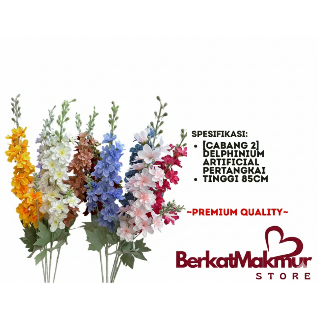 Bunga Delphinium Cabang 2 Bunga Hyacinth Imitasi Palsu Dekorasi Pelaminan