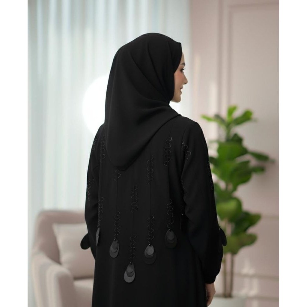 New abaya gamis arab aira gamis arab saudi hitam ziper mewah elegant
