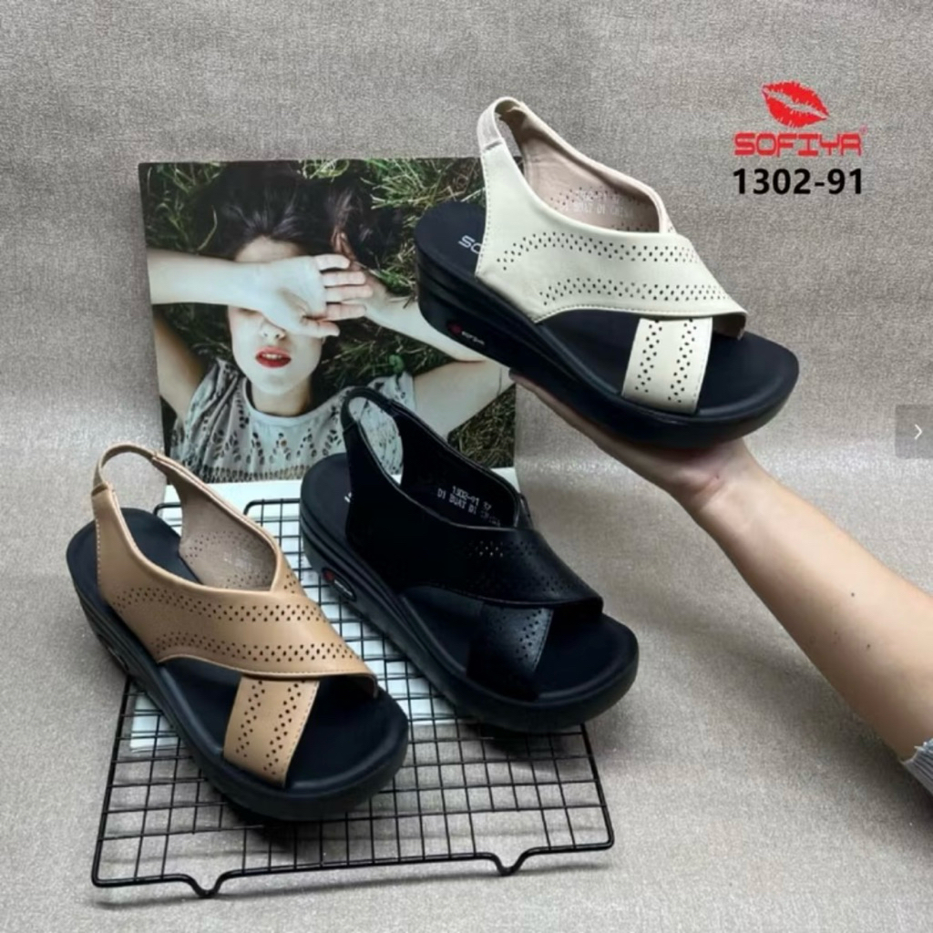 SANDAL WEDGES TALI WANITA SOFIYA IMPORT TERBARU 1302-91