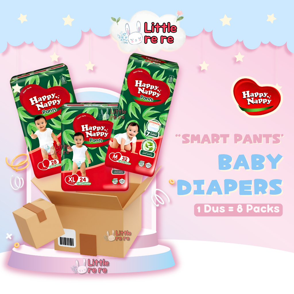 HAPPY NAPPY 1 DUS Smart Pants Popok Perekat & Celana Bayi - NB-S/S/M/L/XL