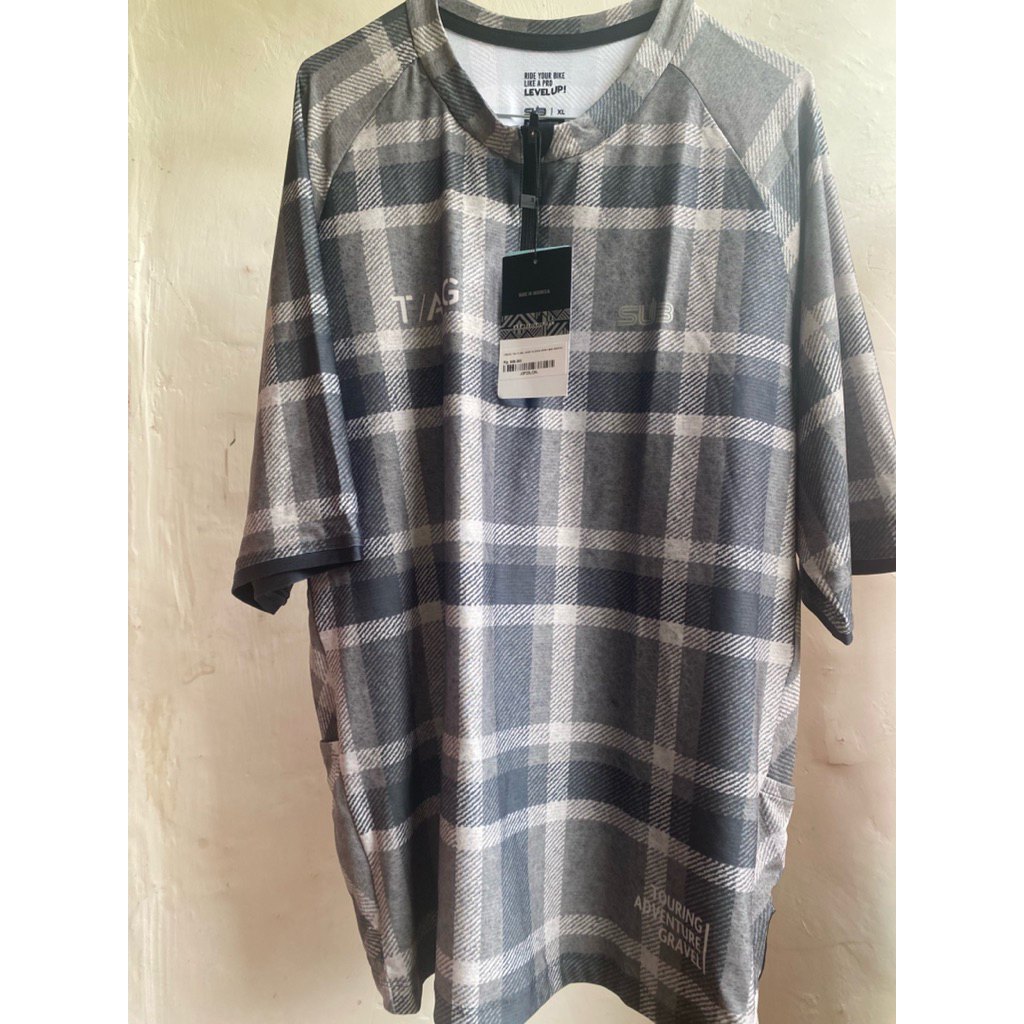 Jersey Sepeda Gunung Gravel Cycling SUB Jersey TAG Flanel Size XL Green Short Sleeve Hijau Lengan Pe