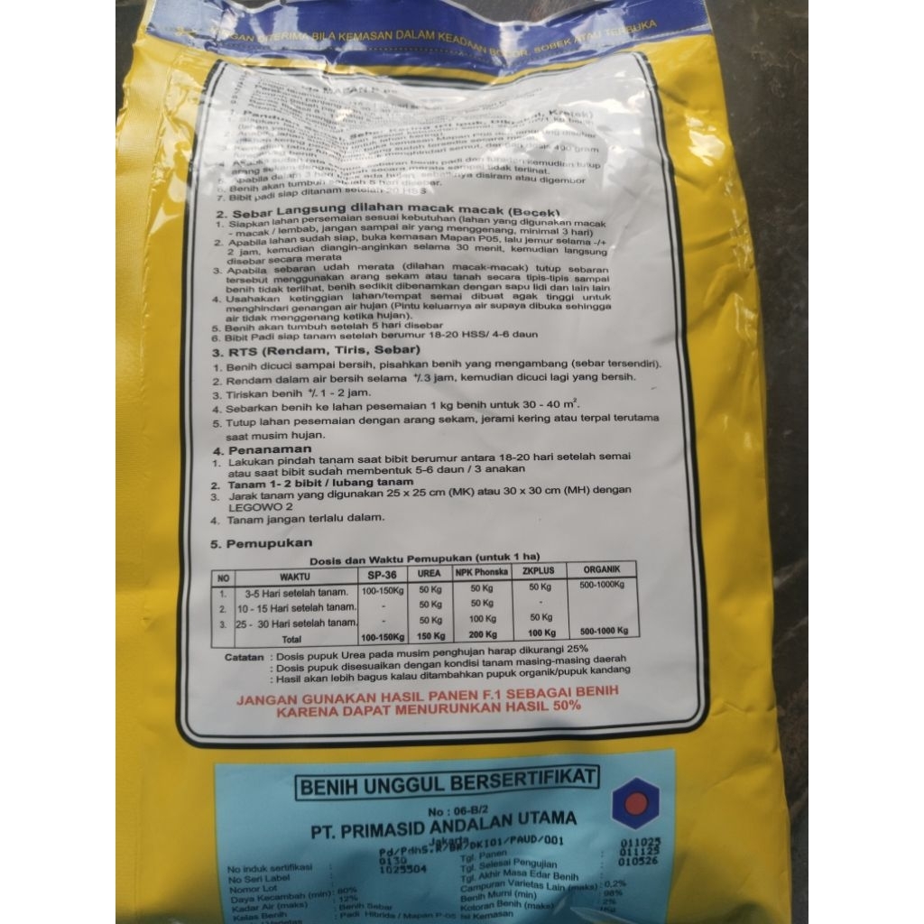 BIBIT PADI MAPAN P-05