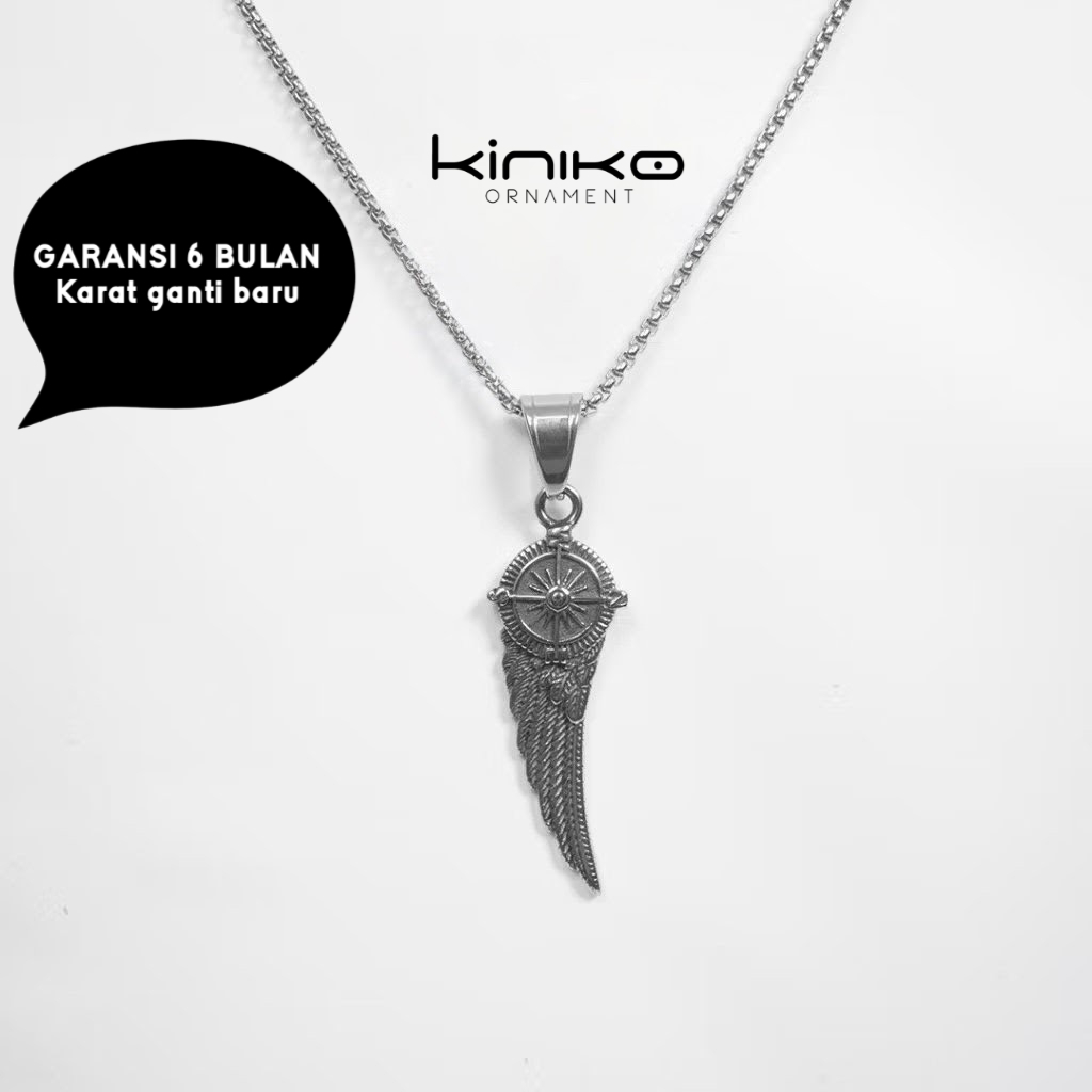 KINIKO - Kalung Sayap Pria Titanium Anti Karat / Kalung Korea Premium / Kalung Stainlees Steel Pria 