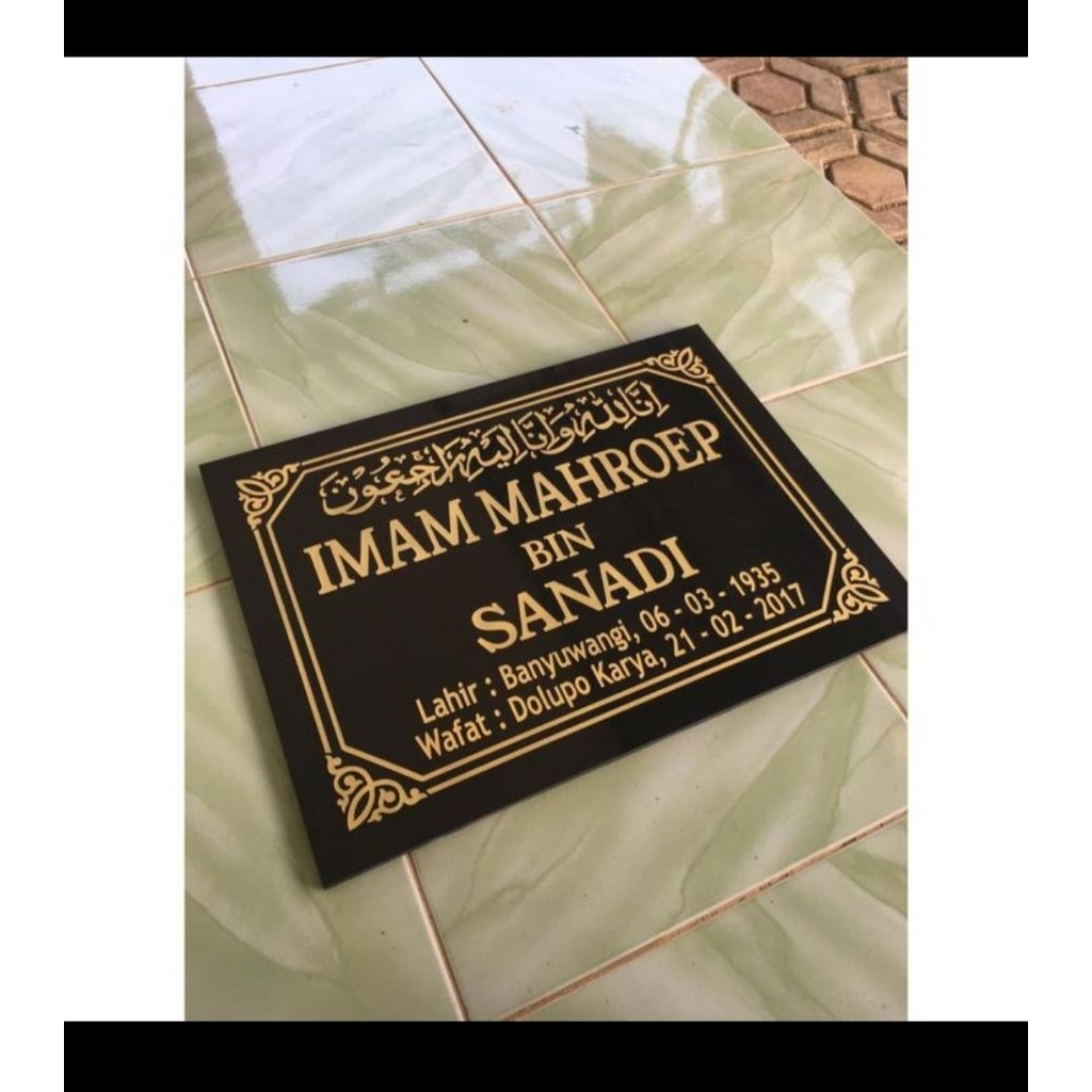 Batu Nisan Tanda Makam Papan Nisan Kuburan Full Granit Free Packing Kayu