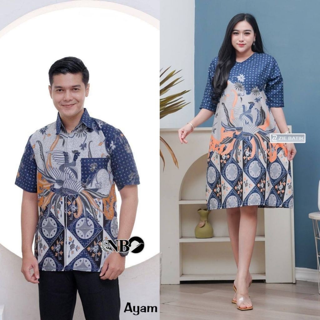 [hyrabatik] Couple Pasangan Dress Wanita Premium Baju Couple Atasan Pasangan Couple Dress Batik