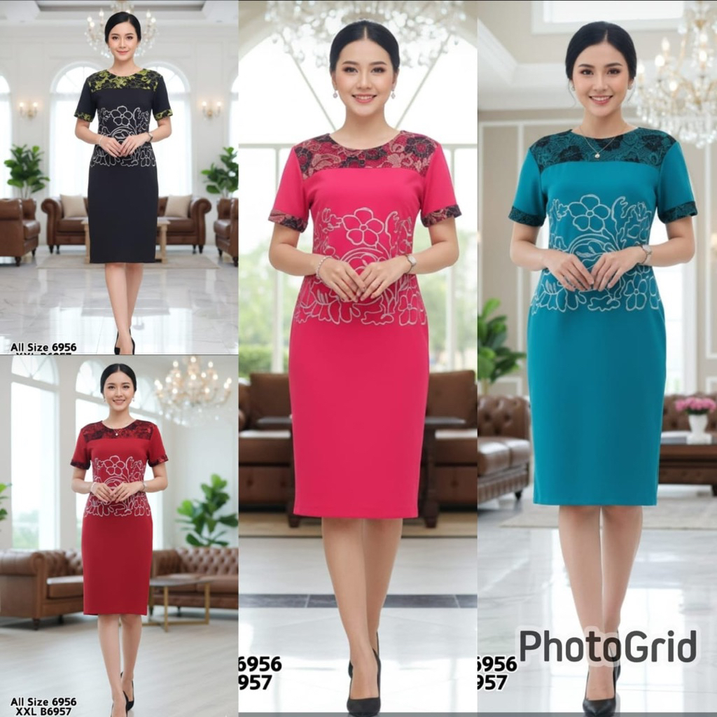 COD DRESS SCUBA 6956 BAJU NATAL DRESS PESTA