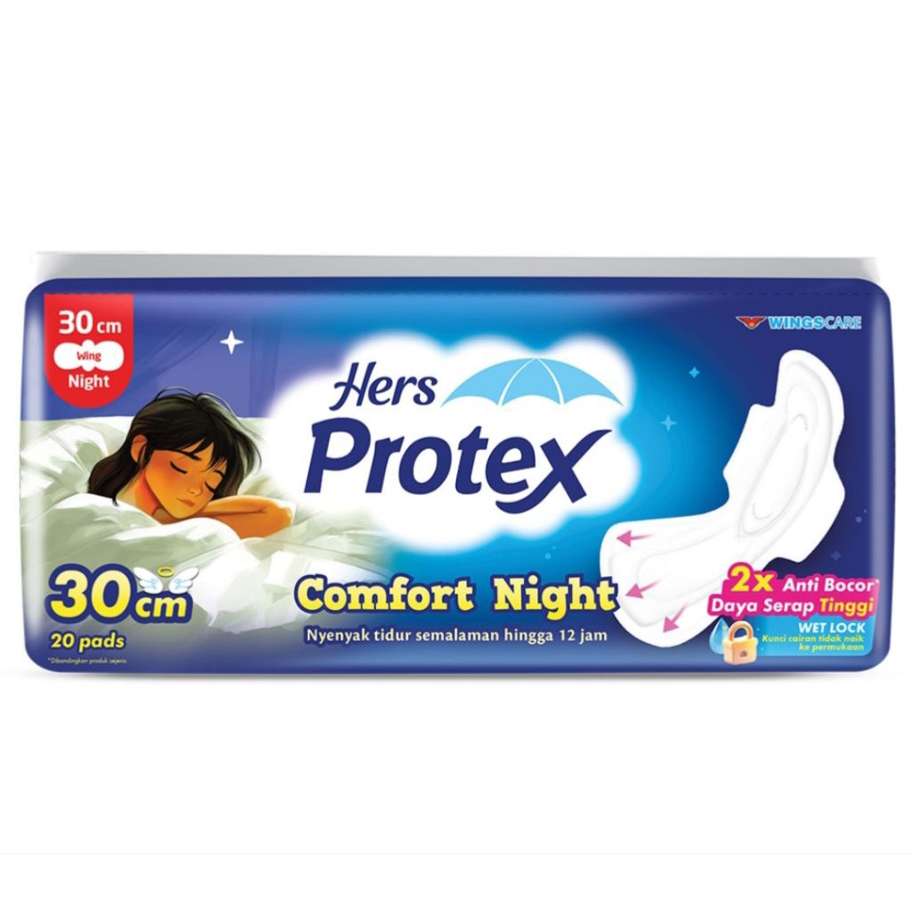 Hers Protex Pembalut Wanita Wing Malam 30cm 20pcs