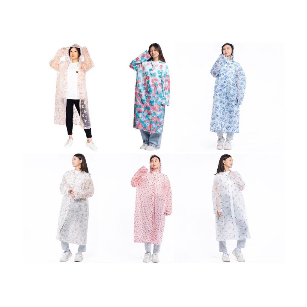 Jas Hujan Terusan Dewasa Unisex Transparan ( Bening) / Jas Hujan Gamis / Eva Raincot Banyak Motif