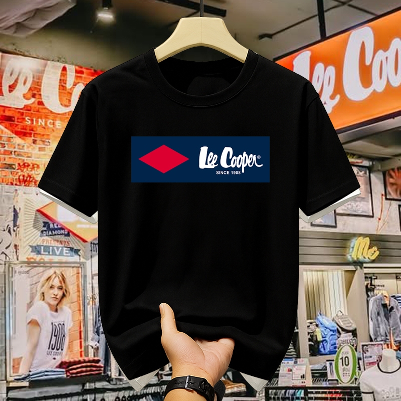 Lee Cooper Kaos Pria Original 1908 T-shirt Bahan Katun Lembut, Desain Simple
