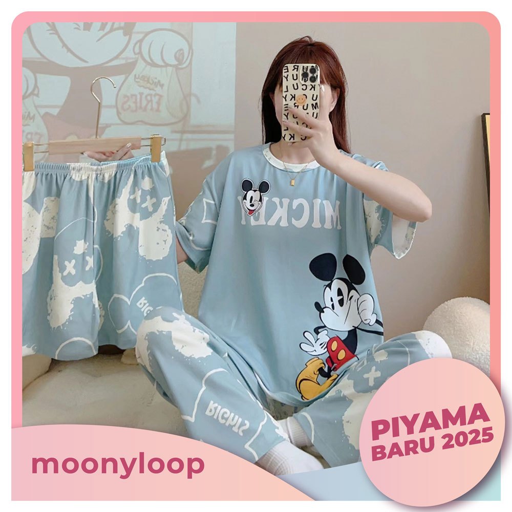2024 5XL Set Baju Tidur Wanita Dewasa Oversize Piyama Kaos Celana Panjang & Pendek Setelan Baju Tidu
