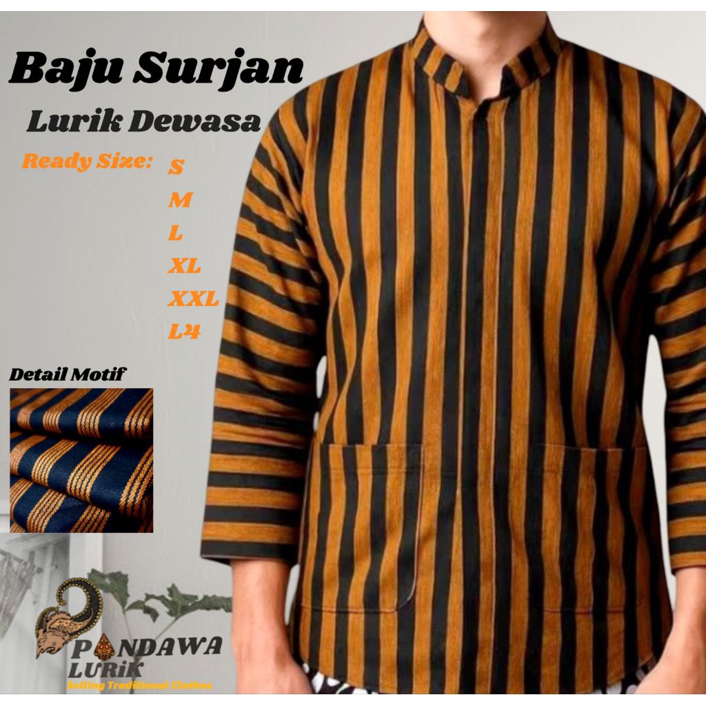 Baju Surjan Lurik Lir 5 Dewasa//SurjanLurik Dewasa//Surjan Lurik Adat Jawa//Atasan