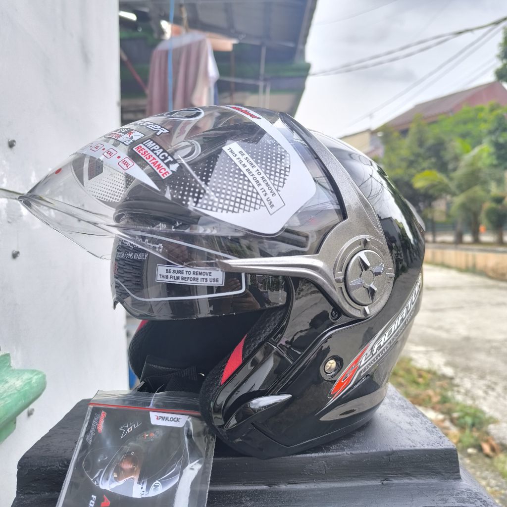 Helm NHK gladiator solid black glossy HELM Doble visor NHK