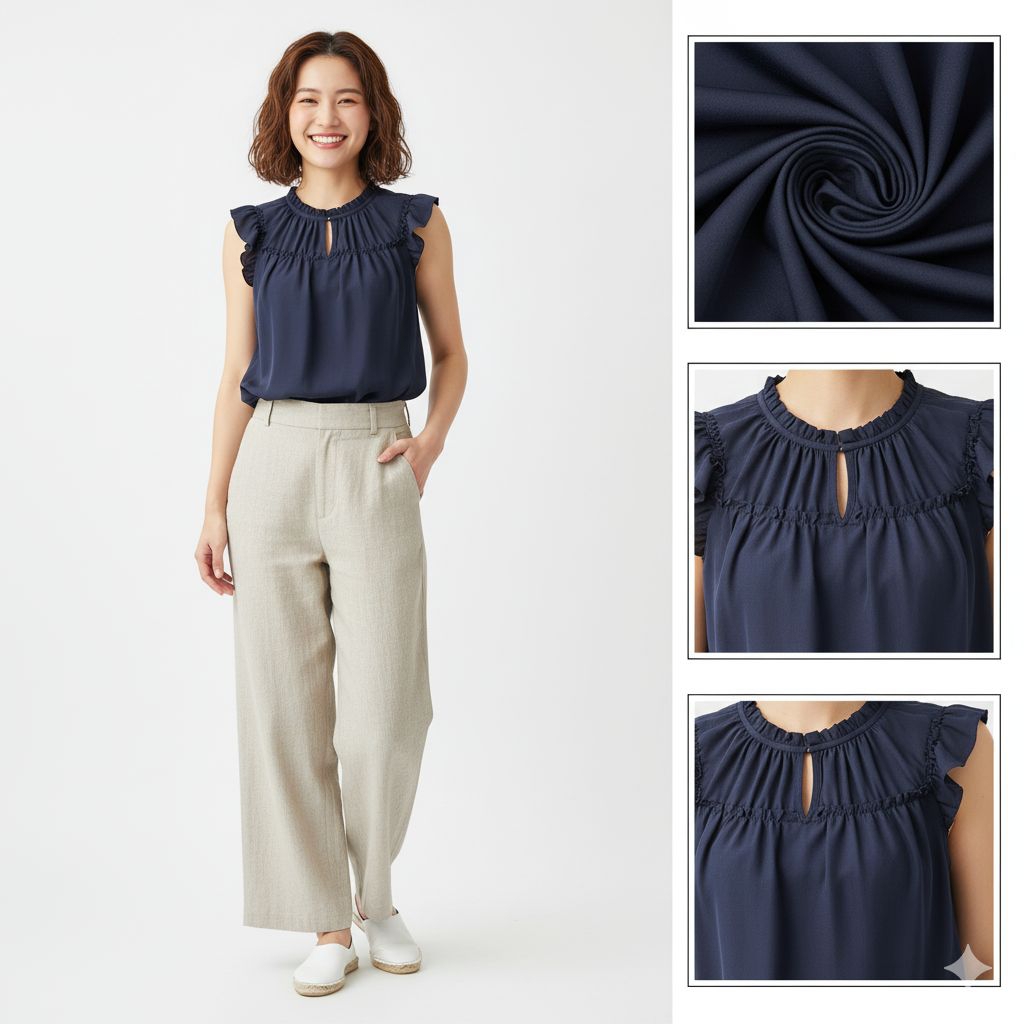 blouse sleeveless navy Violet + claire Atasan tanpa lengan branded wanita