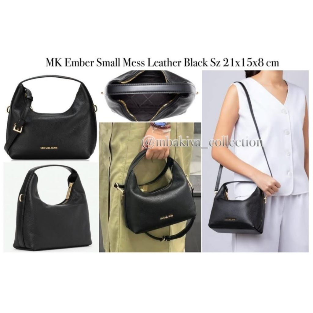 MK Ember Small Mess Leather Black