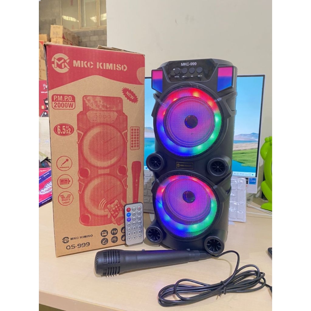 Speaker spiker wireless bluetooth karaoke QS 999 portable plus mic