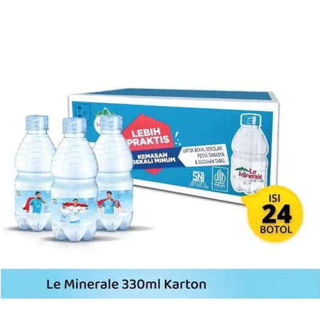 GOJEK LE MINERAL MINI 330ML 1 DUS ISI 24 AIR MINERALE KEMASAN BOTOL KECIL AIR MINUM PEGUNUNGAN